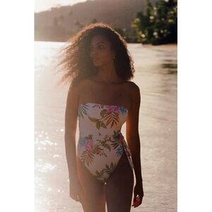 Vitamin A | Marilyn Floral Belted Bandeau One-Piece Swimsuit Size XL